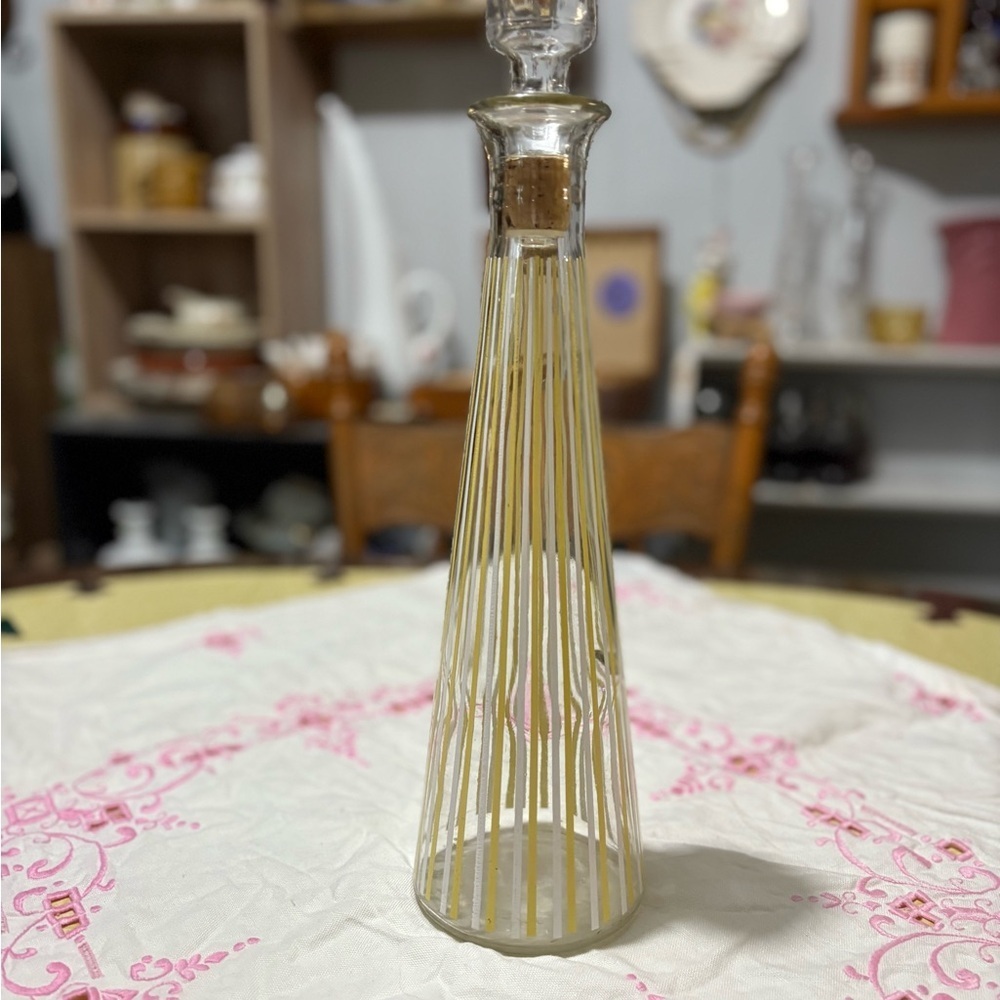 Vintage Elegant Glass Vase with Yellow Accents